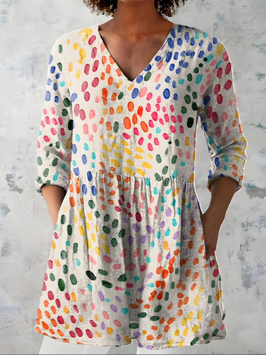 Allegra | Blusa Lunga a Pois Multicolore
