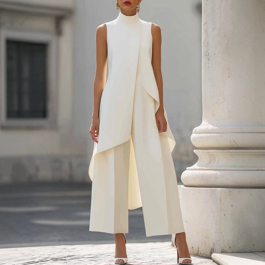 Clara | Tuta Elegante con Top Drappeggiato a Collo Alto