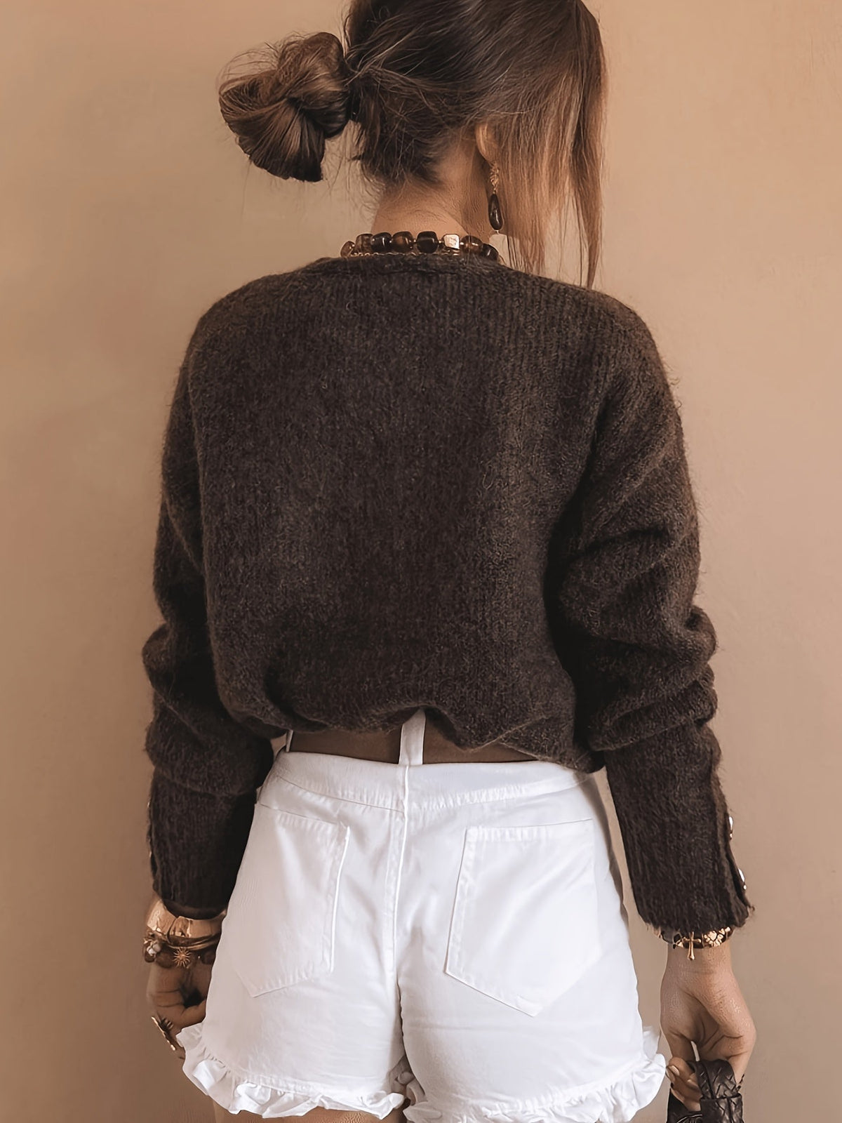 Cordelia | Cardigan con Scollo a V e Bottoni a Cuore