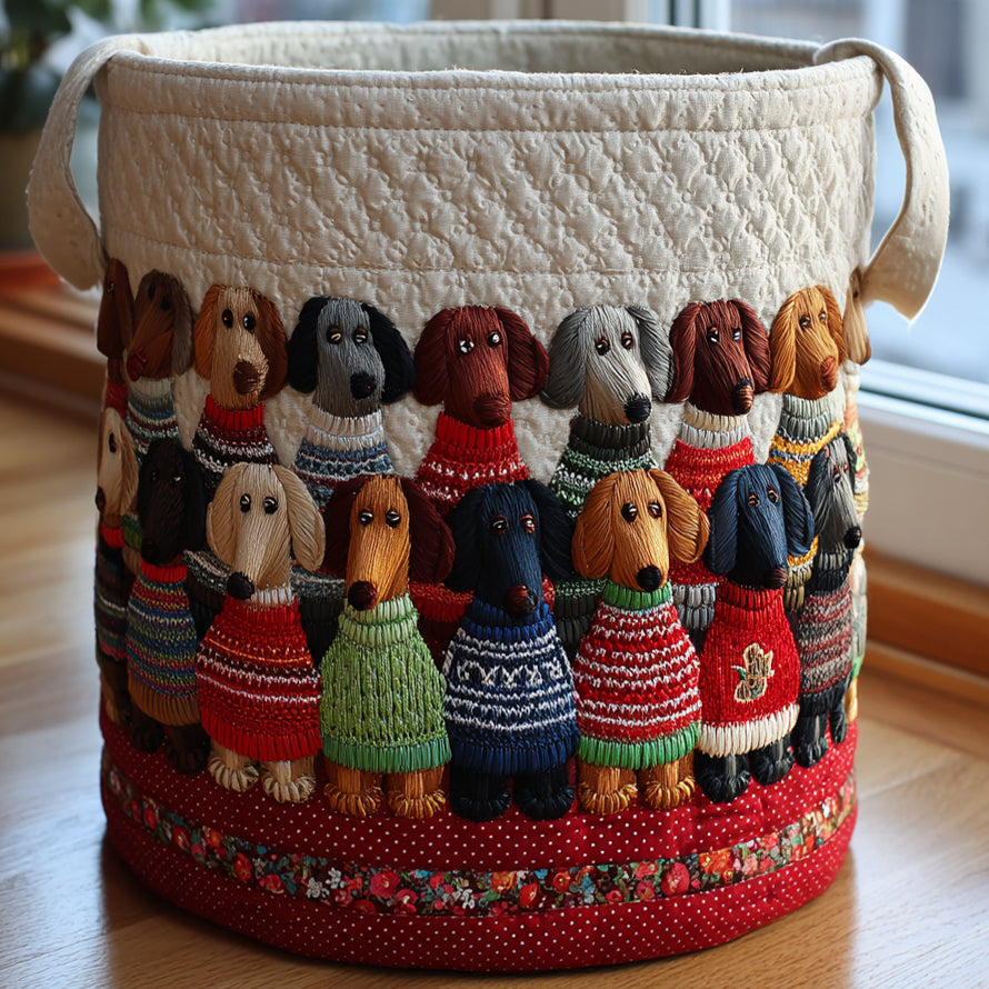 Cesto di Basset Hound | Cesto Portaoggetti Trapuntato