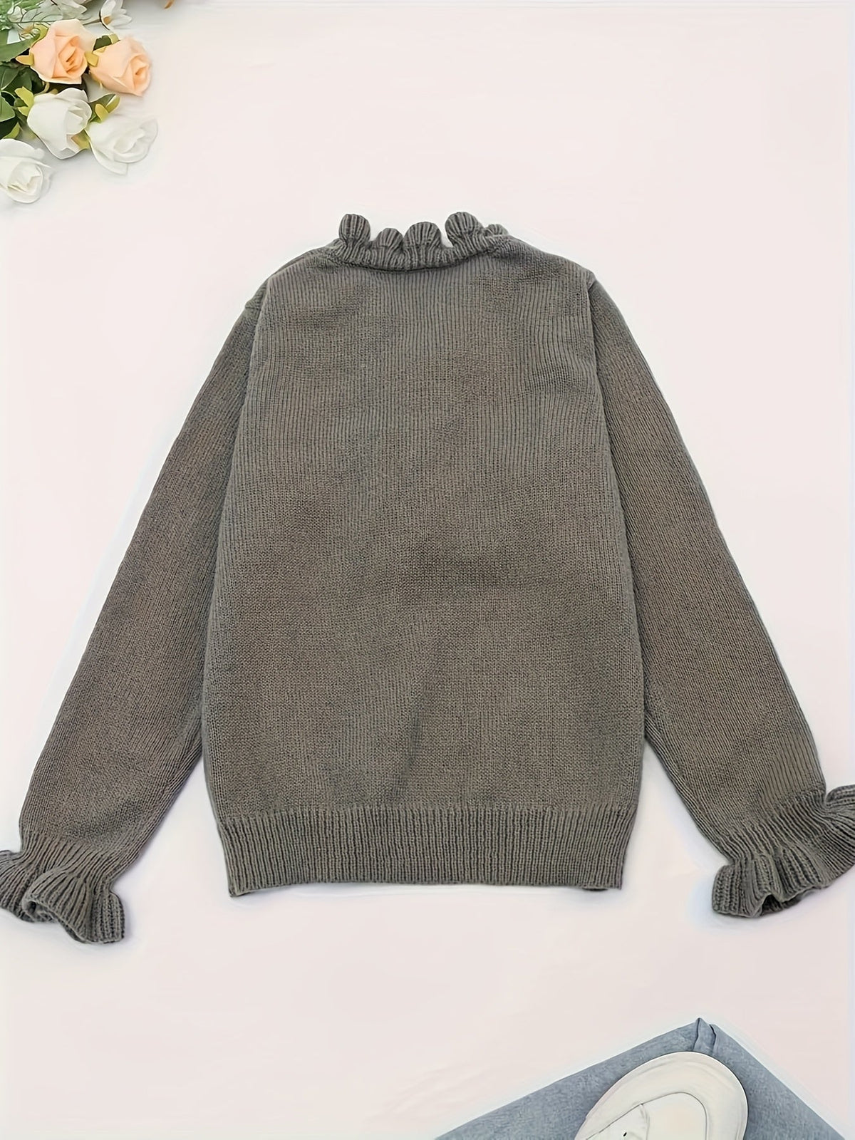 Violante | Maglione con Scollo a V e Maniche a Volant