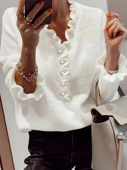 Violante | Maglione con Scollo a V e Maniche a Volant