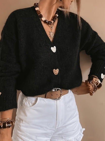 Cordelia | Cardigan con Scollo a V e Bottoni a Cuore