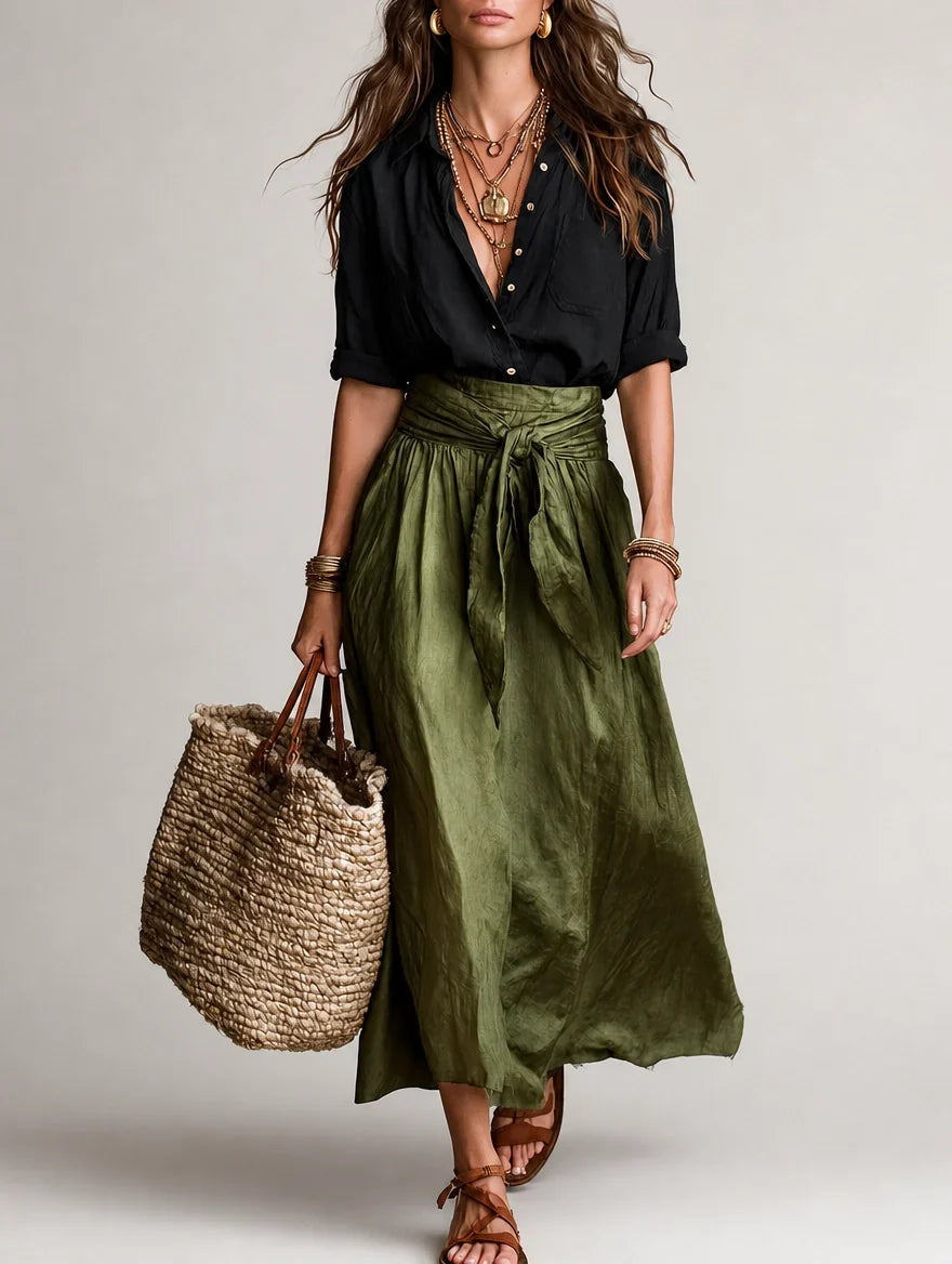 Marzia | Abito maxi monospalla elegante e fluido