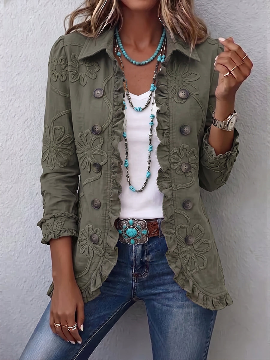 Clara | Giacca Boho-Chic con Ricamo Floreale